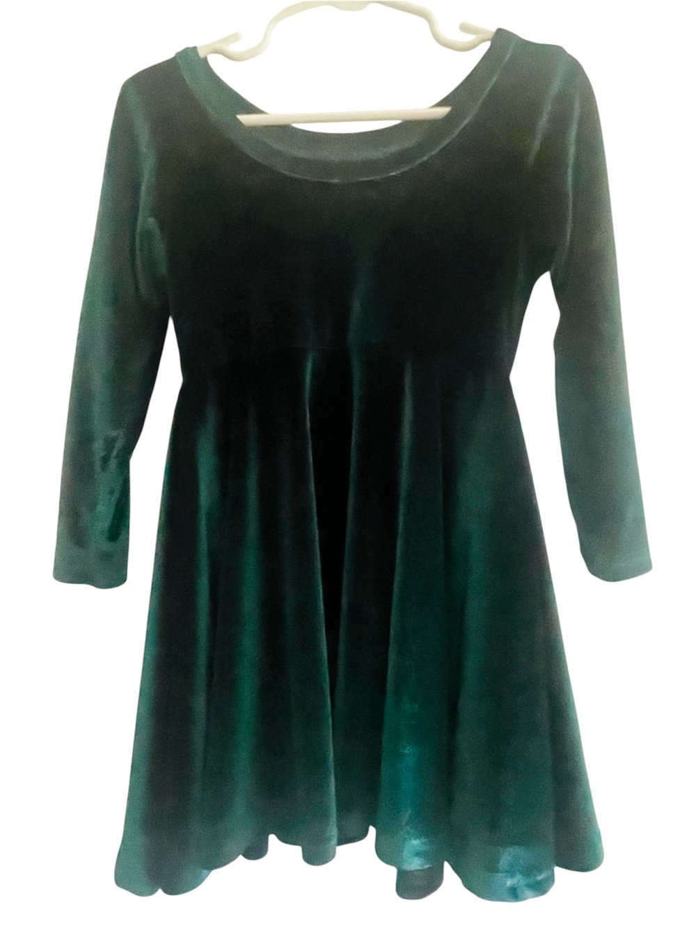 Girls Dark Green Velvet Dress Size 4T Holiday Christmas Party